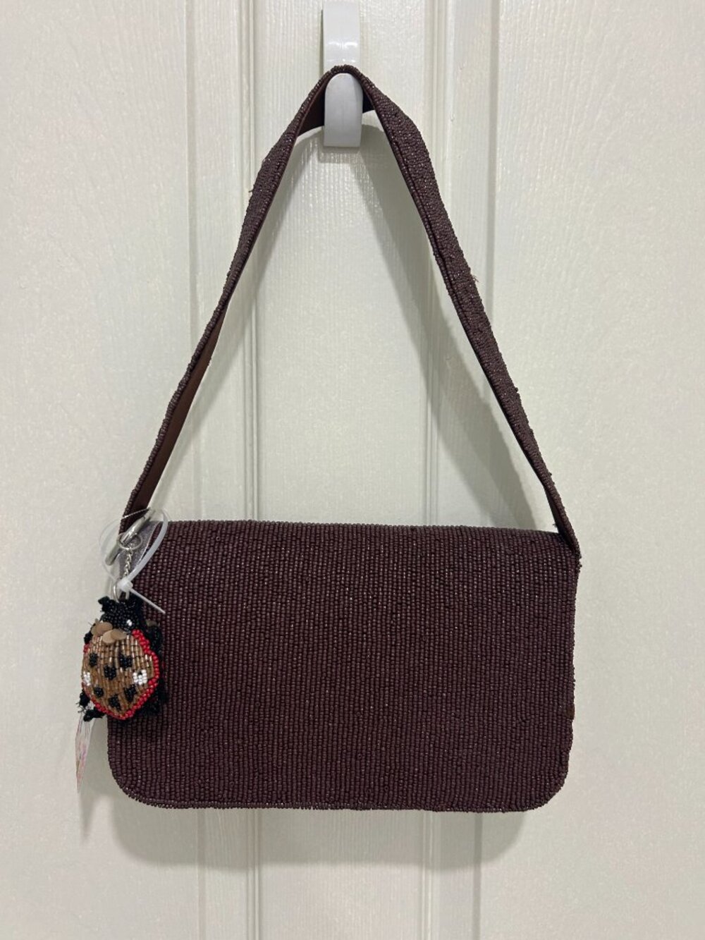 Ladybug Butterfly Beaded Sequin Handbag w Keychain Charm Made in India NWT - Picture 4 of 5